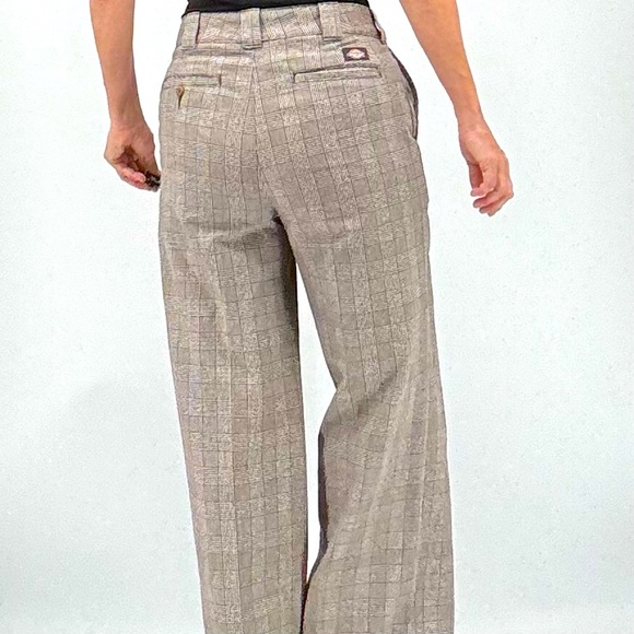 Dickies Punk Goth Skater Plaid Academia Cotton Wide Leg Flare Pants - Picture 5 of 16